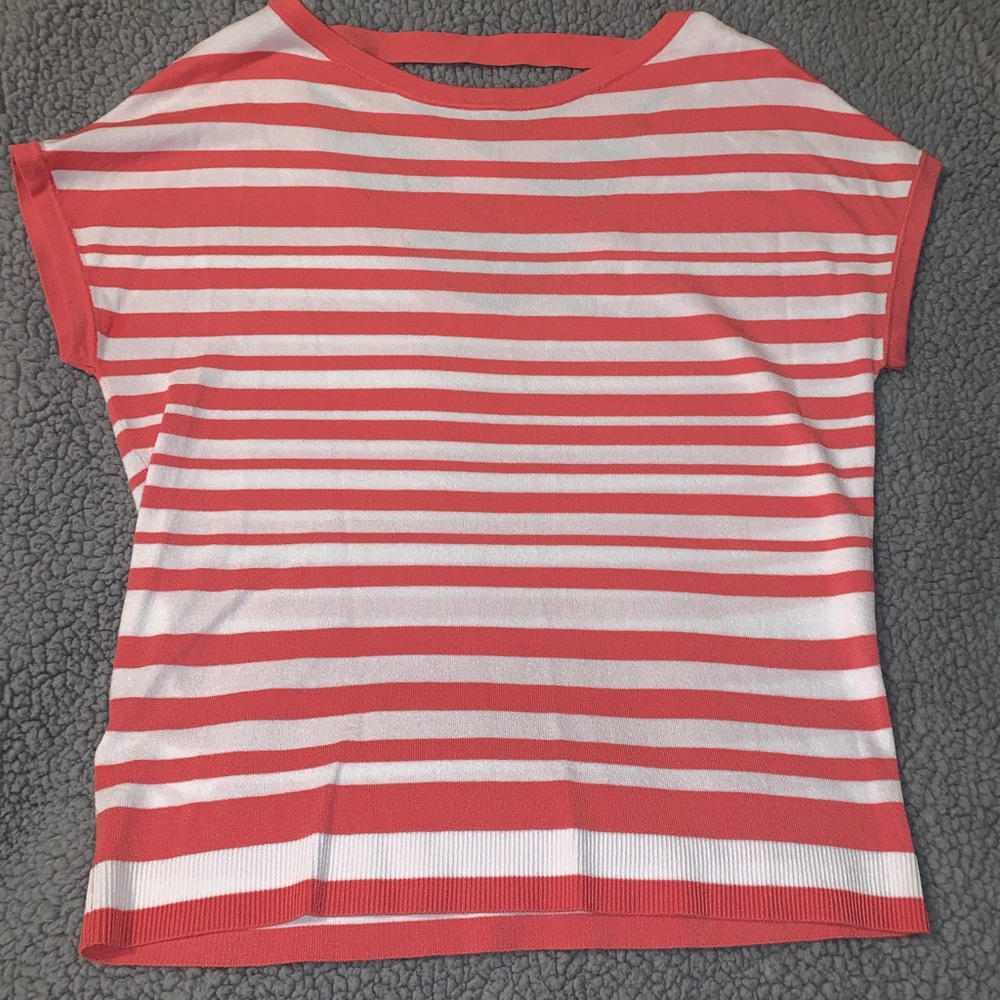 LOFT coral/white top